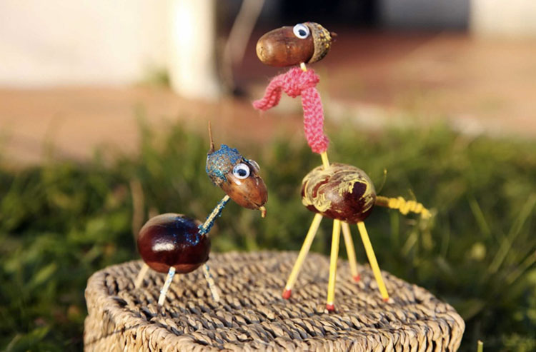 DIY enfant : les animaux en marrons et en glands
