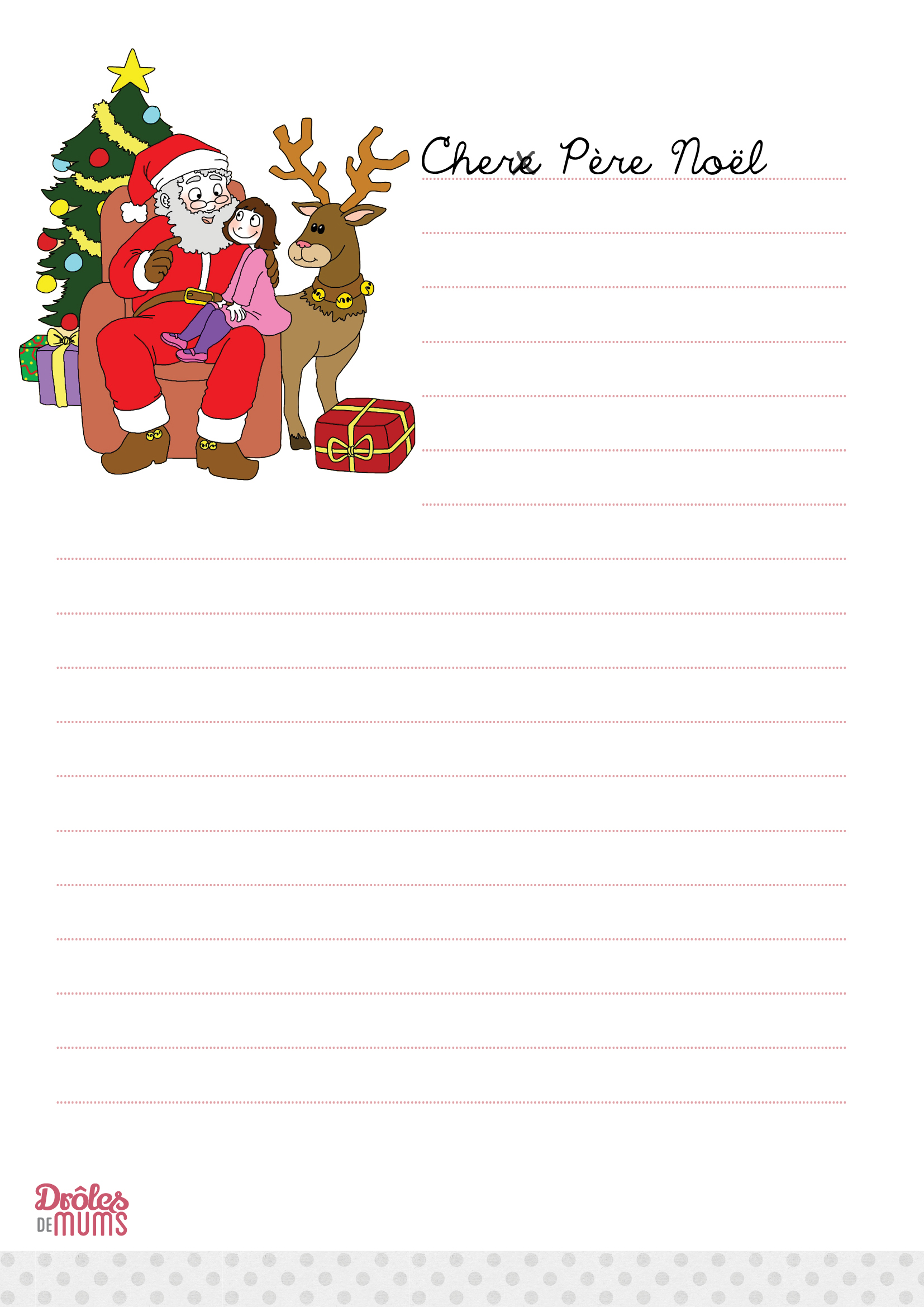 La lettre au Père Noël à imprimer version fille - Drôles de mums