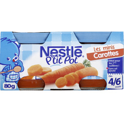 Petite contenance pour commencer la diversification en douceur Petits pots à la carotte Nestlé P'tit pot - 1,07 €