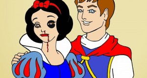 Snow White and Prince Princess Charming Art Portrait Social Campaign Domestic Woman Women's Violence Abuse Stop Satire Cartoon Illustration Critic Humor Chic by aleXsandro Palombo